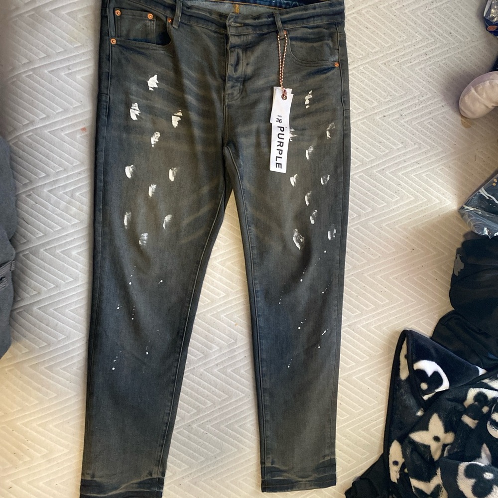 Purple Men's Distressed Black Skinny Jeans